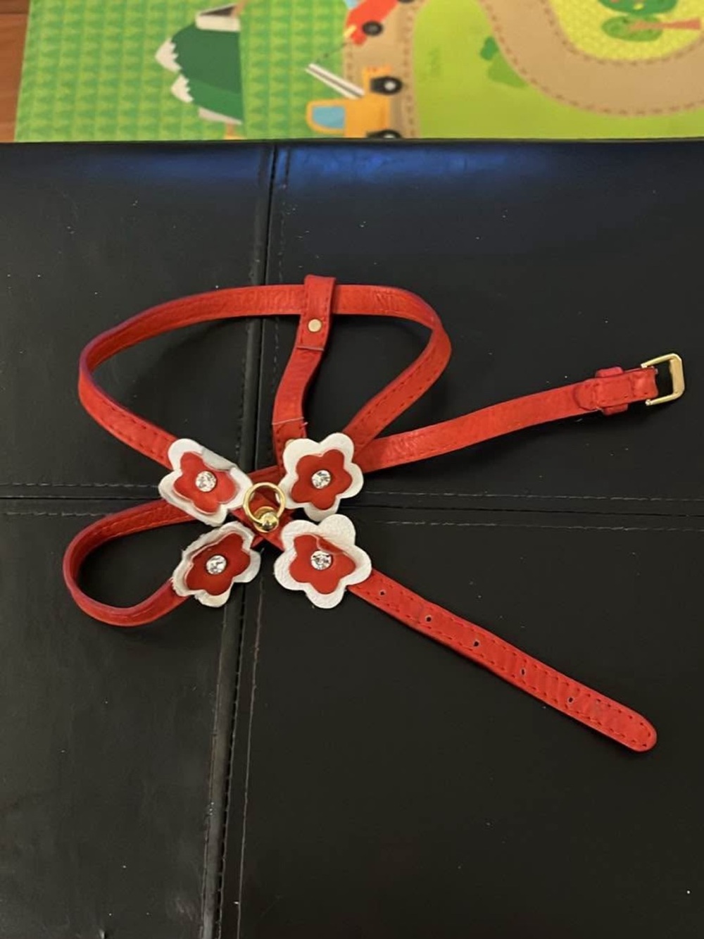 Red leather Dog Harness